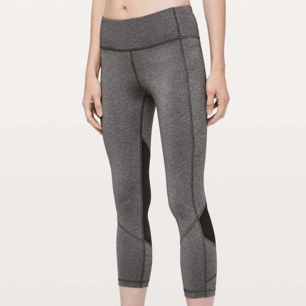 lululemon Pace Rival Crop 22in Size 4 Heathered Black Luxtreme Leggings W6AVLS